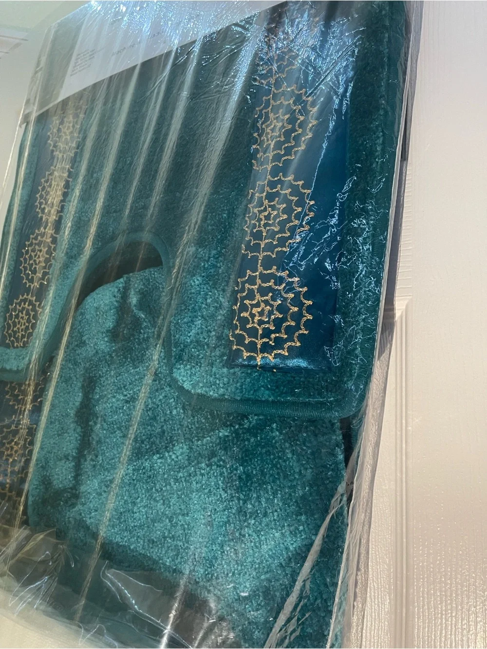19-Piece Teal Bath Set with Gold Accents